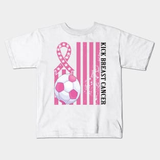 Kick Breast Cancer Awareness Soccer Pink Ribbon Kids T-Shirt